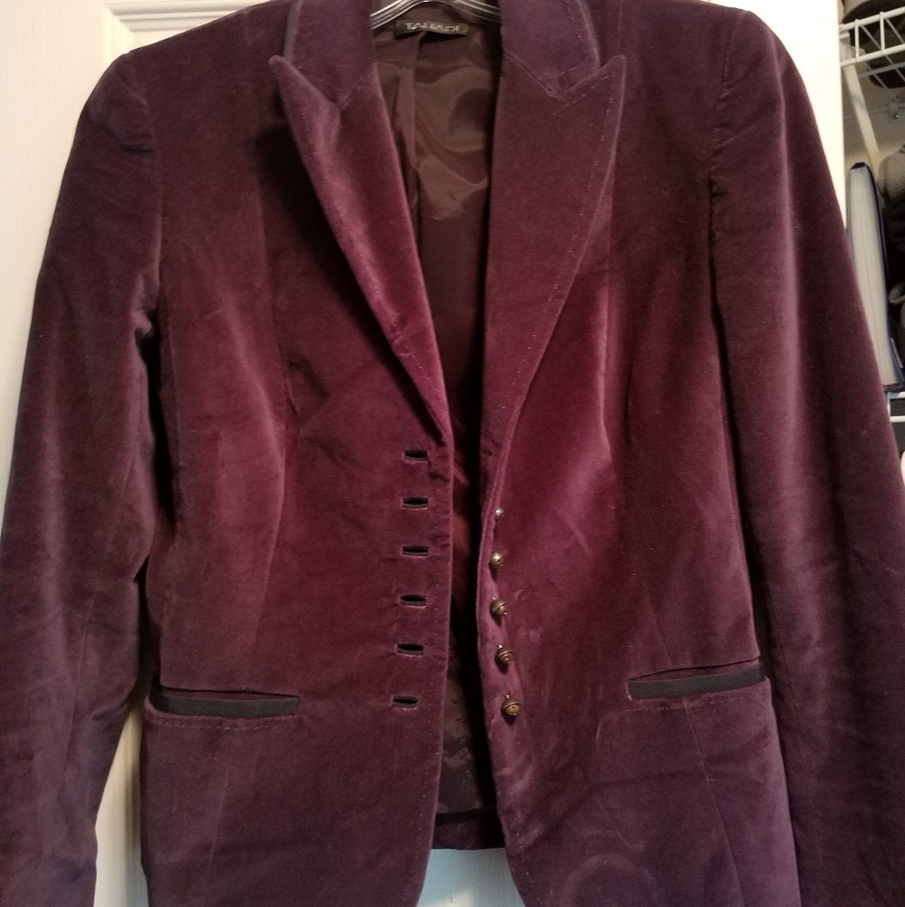 Tahari Plum Velvet Blazer
